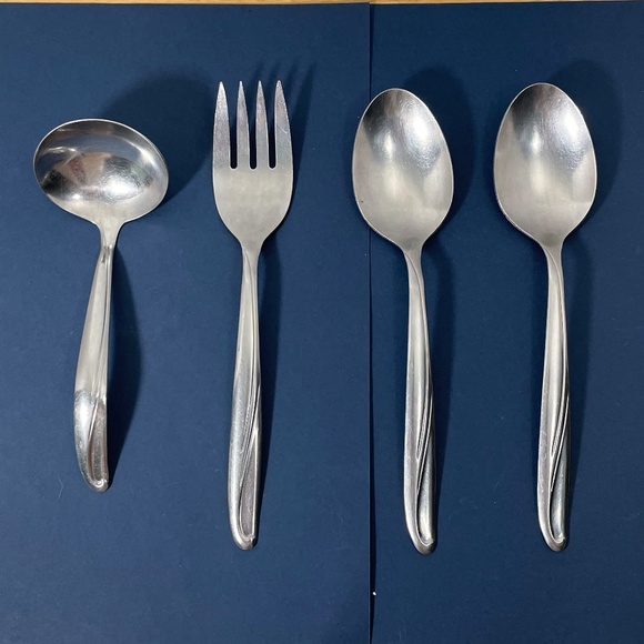 Oneida 1881 Rogers Surf Maid Cabana Pattern Serving Set Ladle Meat Fork Spoons - Picture 2 of 8